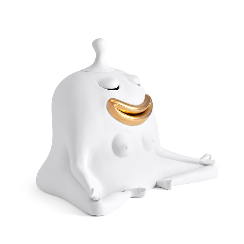 Haas Meditator Incense Holder - White + Gold