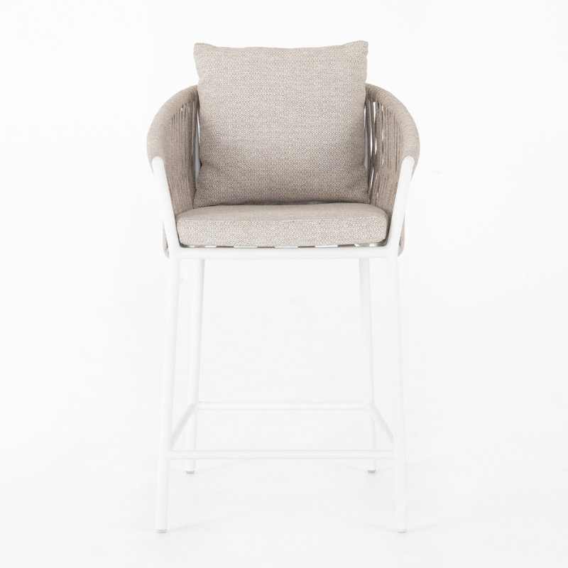 Porto Patio Bar Stool, 26.5", Faye Sand, White