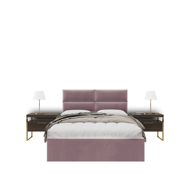 Sapan Upholstered Headboard, Queen, Velvet Micro Fiber Dusty Rose