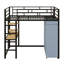 Structure de lit mezzanine en métal avec prise de courant intégrée, barrière de sécurité, éclairage à DEL et garde-robe intégrée-601330371