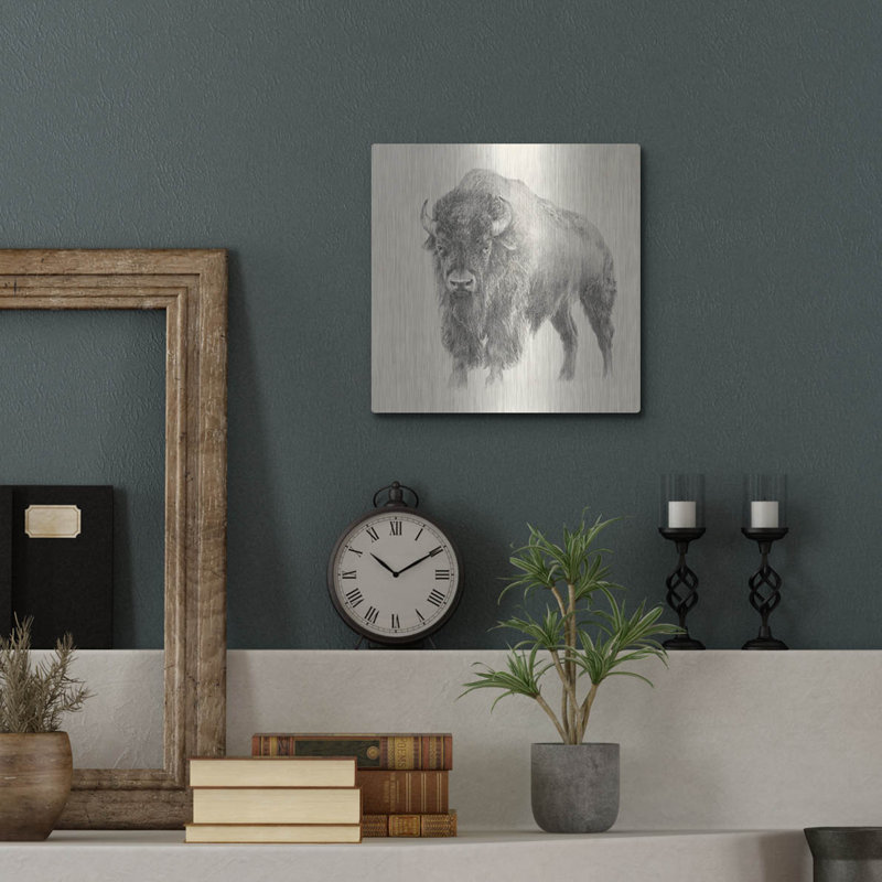 «Western Bison Study» par Ethan Harper, H 12 po x l 12 po