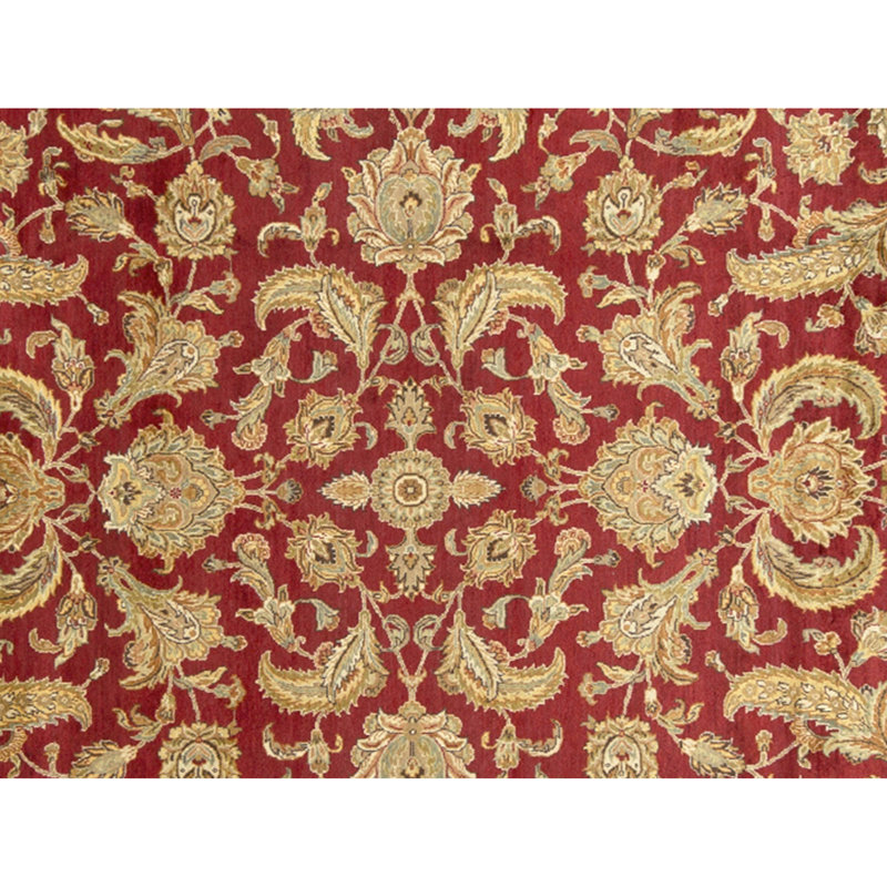 Tapis rouge et bleu noué à la main de haute qualité