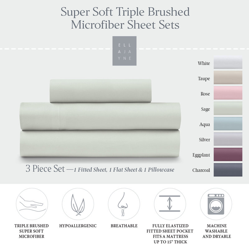 Cozy Touch Microfiber Sheets, Twin, Sage
