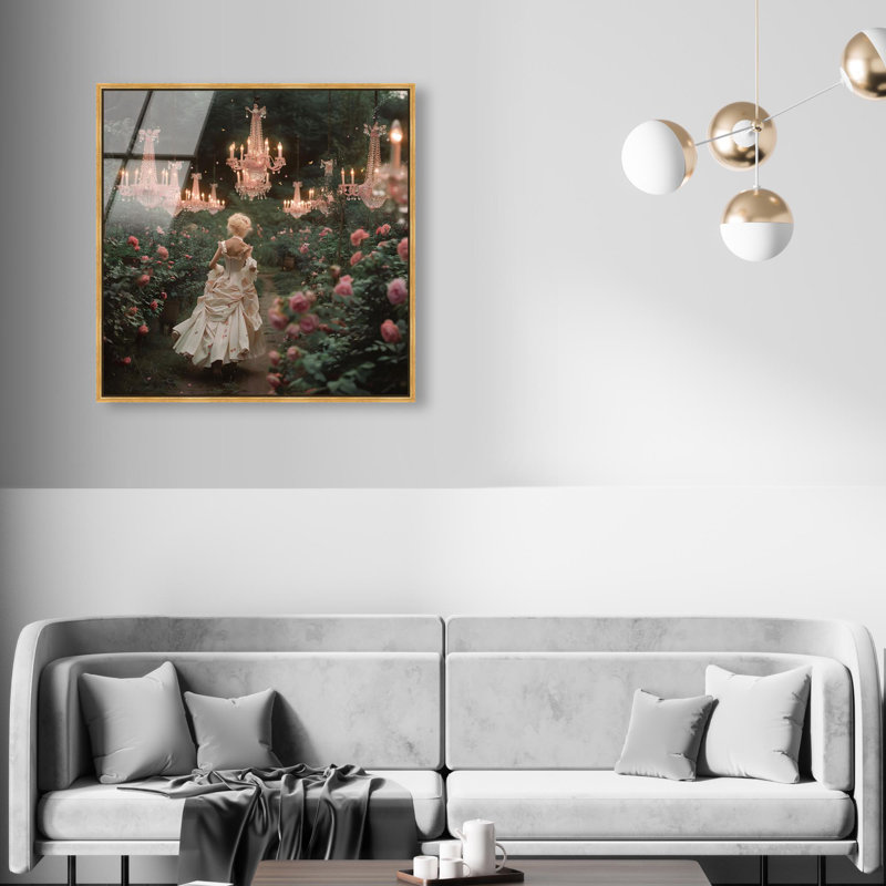 Oliver Gal Roses Floral Glam - Framed Acrylic Glass Wall Art, 24" H x 24" W, Gold