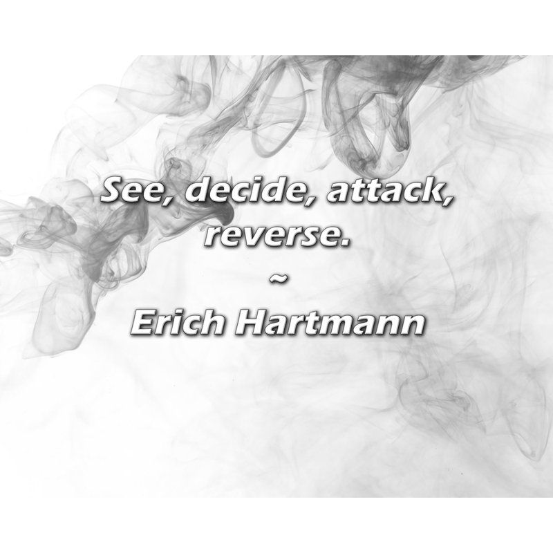 Erich Hartmann Quote: See, decide, attack, reverse.
