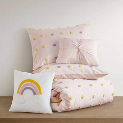 Cotton Jacquard Pom Pom Comforter Set