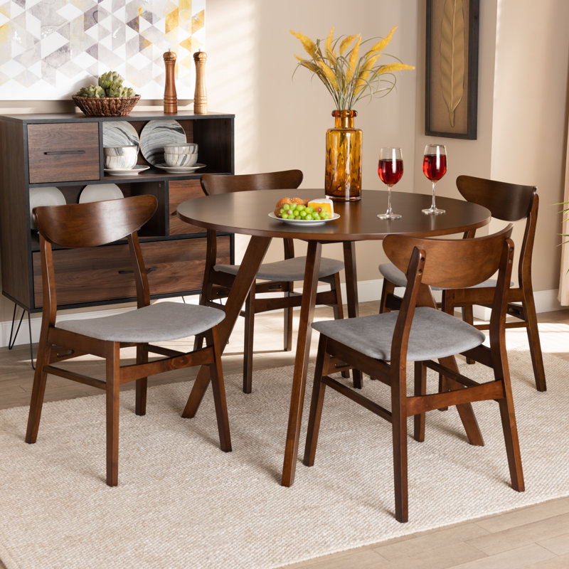 Cenk 4 - Person Four Leg Dining Set, Gray