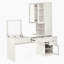 Meuble-lavabo polyvalent avec miroir et station de charge, coiffeuse avec 8 compartiments de rangement cachés, bureau d'ordinateur à 3 tiroirs, 2 armoires et tablettes ouvertes, bureau personnel, blanc