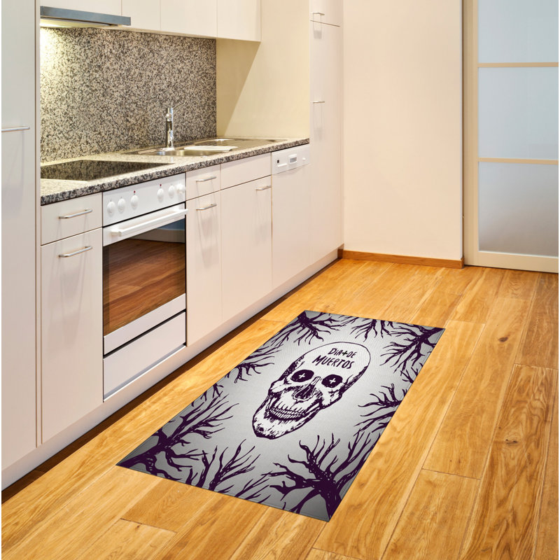 Skull High Density Long Fiber Poly Threads Decorative Area Rug Carpet, Rectangle 4' x 5'8"