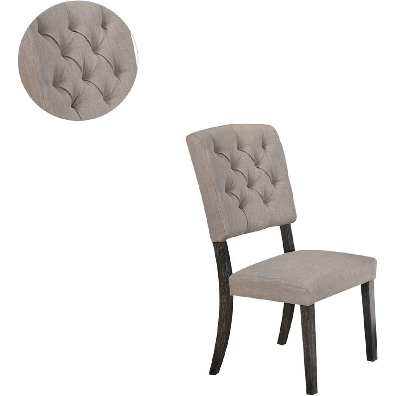 Ensemble de 2 chaises d'appoint rembourrées au fini gris et chêne gris patiné