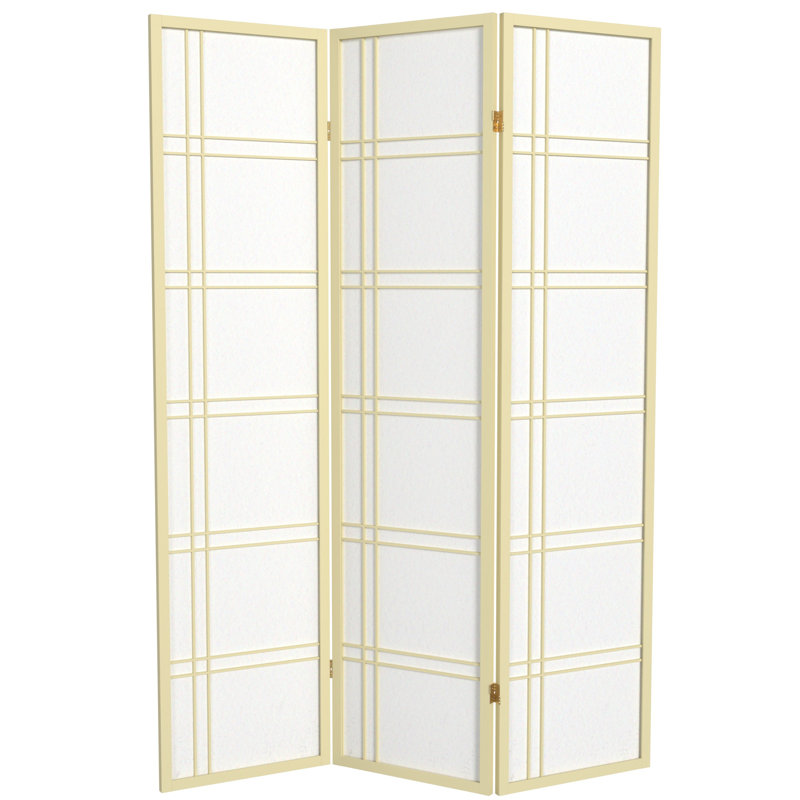 70.5" Tall Double Cross Shoji Panel Room Divider, Black, 6 ft, 8