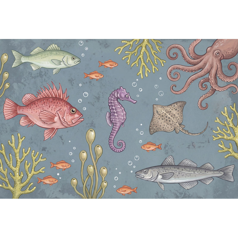 Décoration murale sous-marine amovible Sea Life, 100 po x 96 po, Non tissé