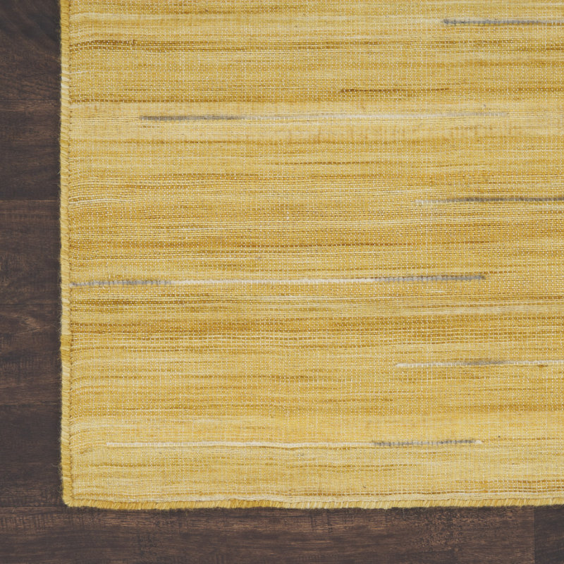 Anerinda Solid Hand Loomed Wool/Cotton Area Rug in Yellow, Rectangle 2' x 4'