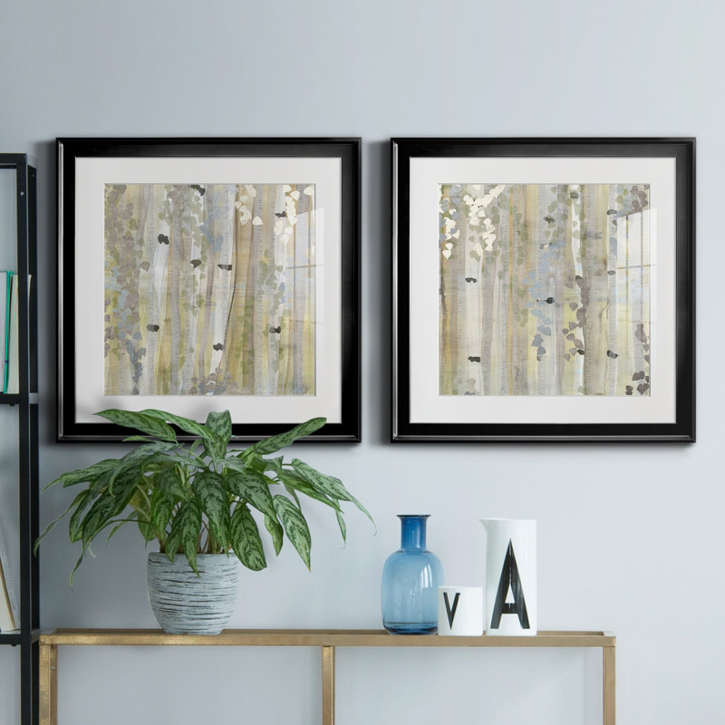 Spring Birch Grove I - ensemble de 2 reproductions de cadres photo, Noir, H 30,5 po x l 61 po x P 1,5 po