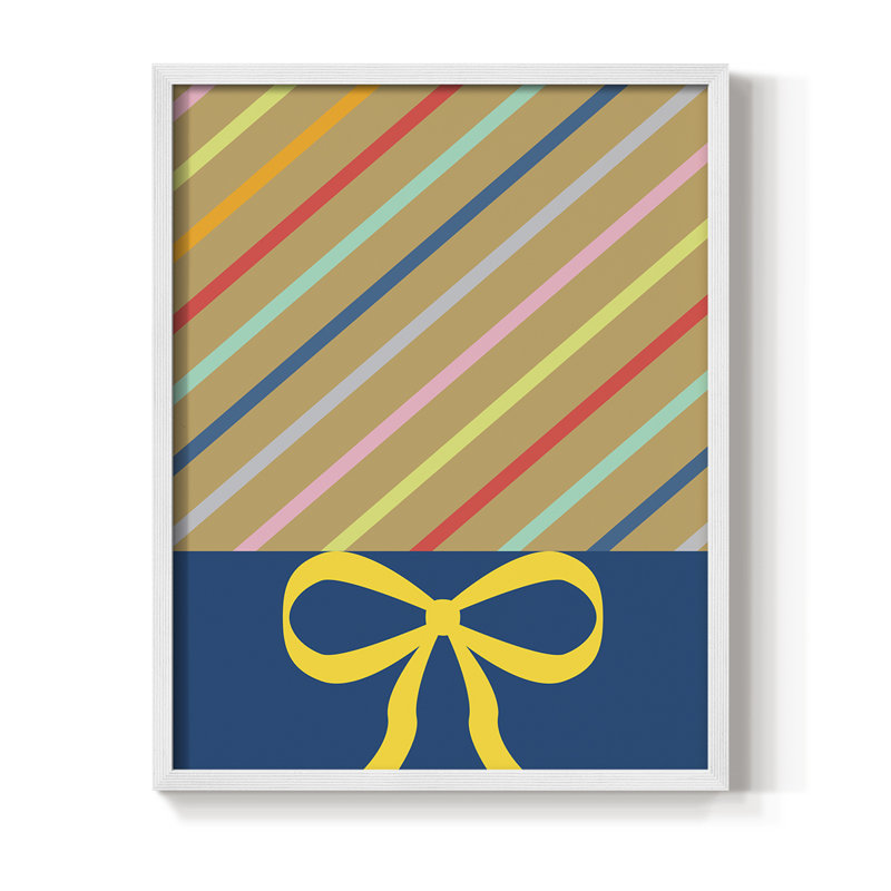 Stripes Framed Print - Solid Wood, White, 14" H x 11" W