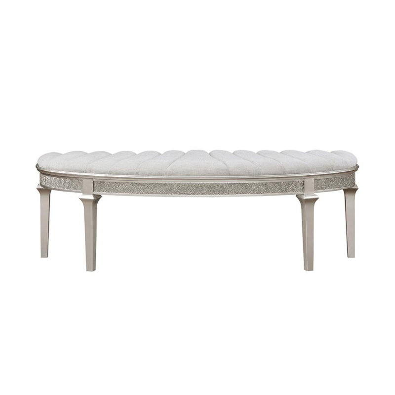 Curved Fabric Upholstered Bench