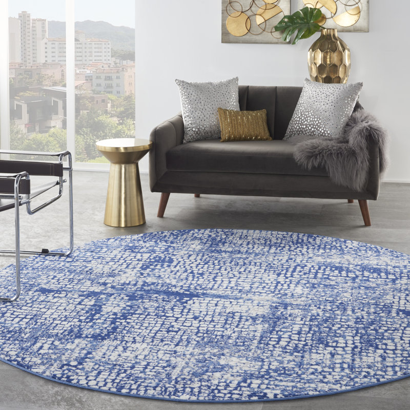Tapis ivoire moderne Harriet, Rond 8 pi