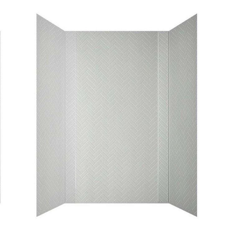 Herringbone Tile - Mirroflex - Tub and Shower Wall Panel - Gloss White