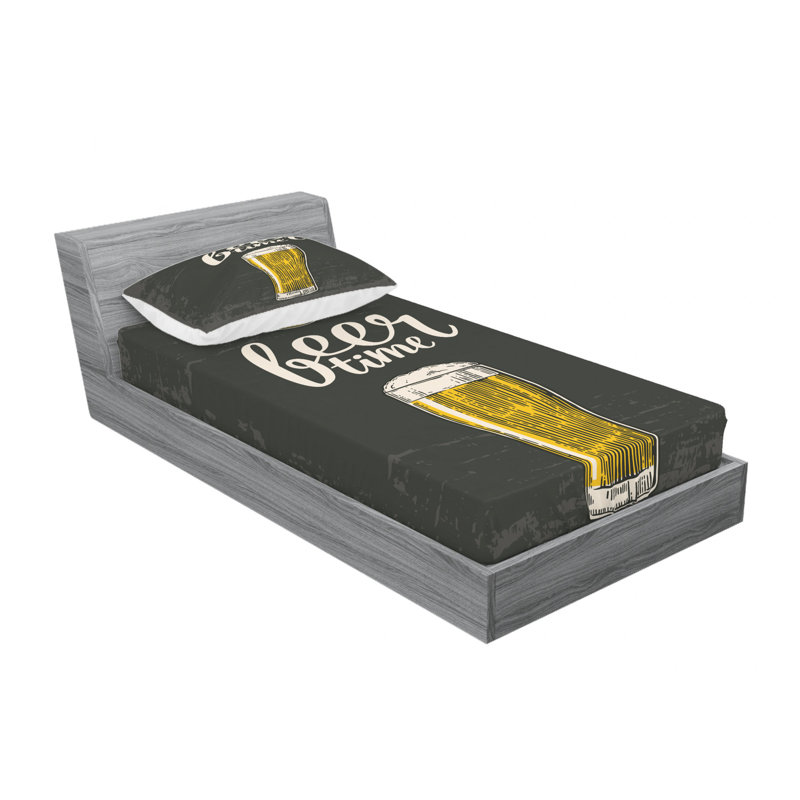 Ensemble de draps en verre Beer Time, Ensemble de draps pour lit simple avec drap-housse
