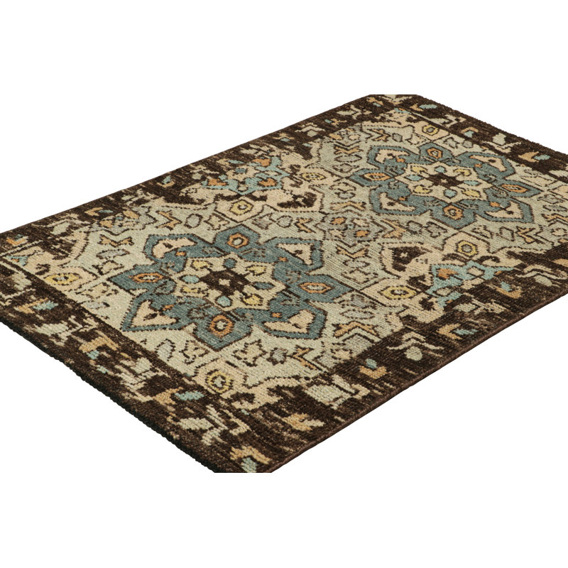 Rug & Kilim’S Caucasian Style Rug In Blue With Geometric Medallions