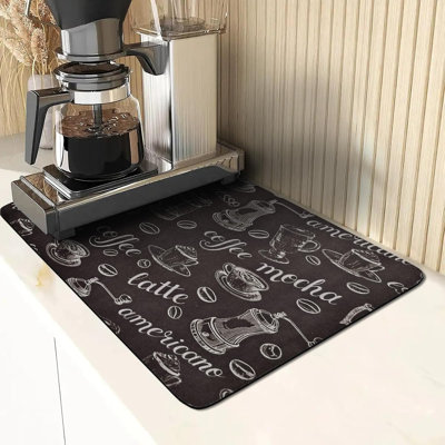 Tapis de bar 44,5 x 75 cm, antitaches, antidérapant, idéal pour les comptoirs et les machines à café. Facile à nettoyer, il sert aussi d'égouttoir à vaisselle.