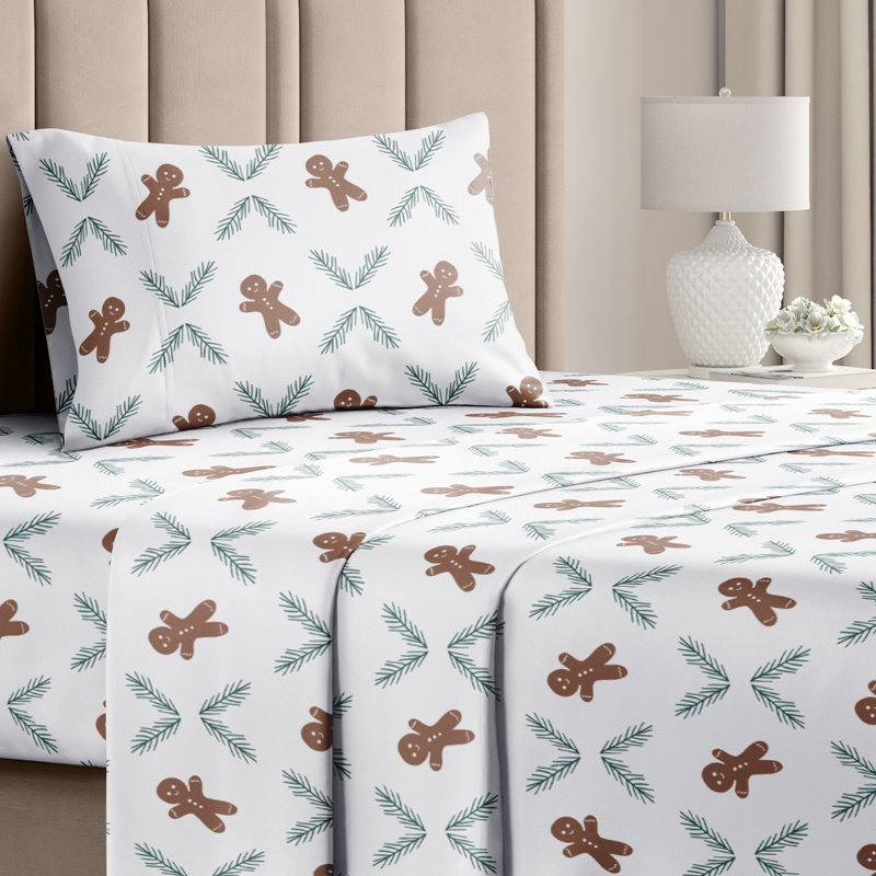 Christmas Sheet Set, Festive Holiday Bedding, Soft & Cozy, Wrinkle Free Bed Sheets, Ginger, Twin Sheet Set + 1 Pillowcase