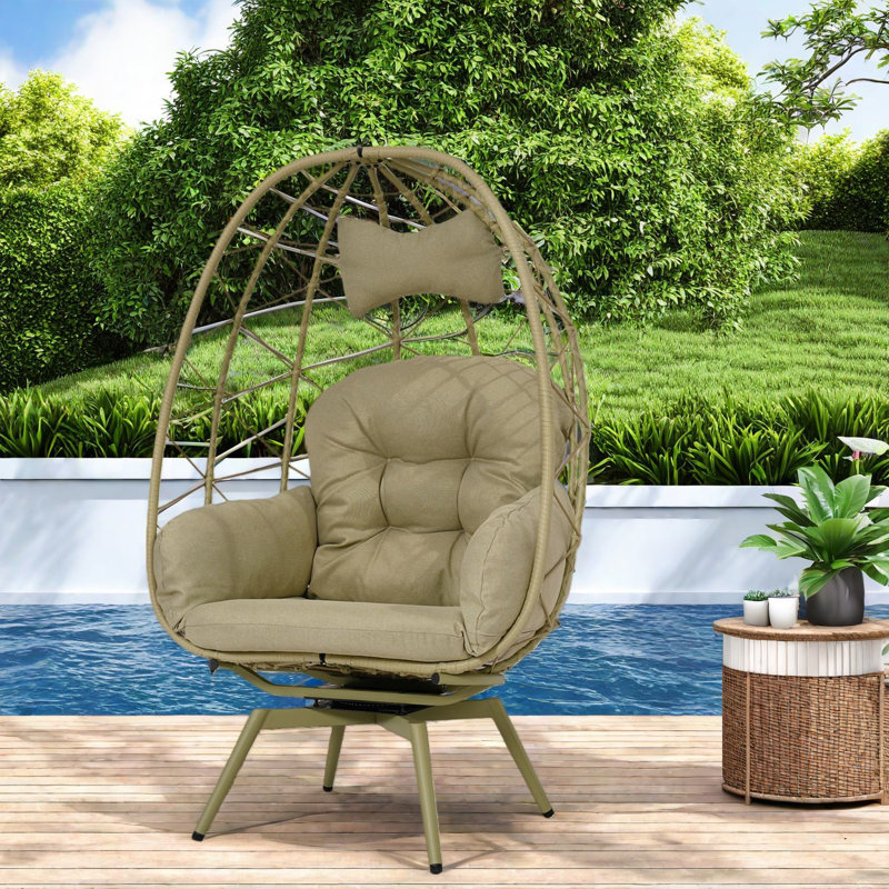 Chaises longues pivotantes de patio, chaise en rotin moderne en acier pour la maison