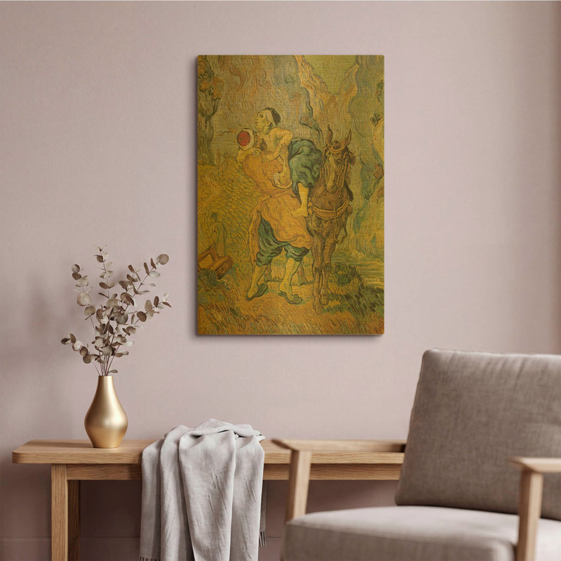 «Der Barmherzige Samariter» par Vincent Van Gogh, art mural en métal doré, 16 po x 24 po, 16 po x 24 po