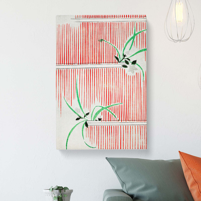 Floral Stripe Design by Watanabe Seitei - Wrapped Canvas, 50cm H x 35cm W x 3cm D