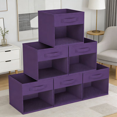6 Pack Foldable Storage Cubes With Clear Window And Handles, Closet Organizer Bins For Clothes, Toys, Books, And Home Organization