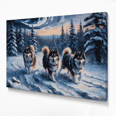 Dogs Finnish Lapphund Blue Canvas Wall Art