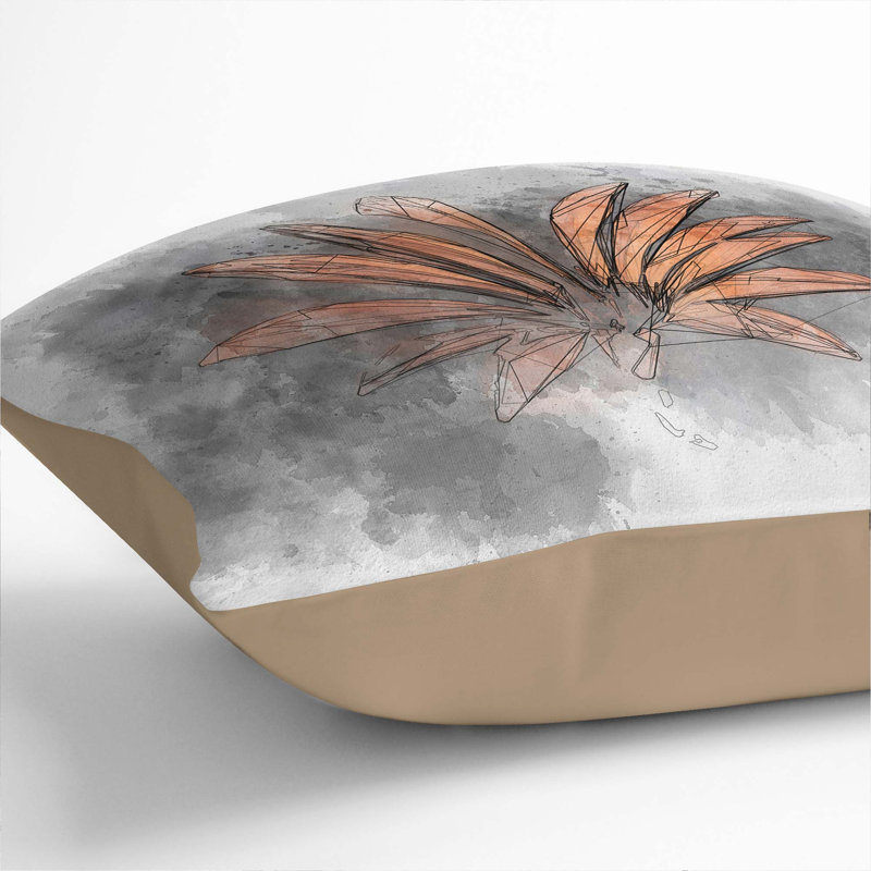 Floral Square Throw Cushion, 40cm H x 40cm W x 15cm D, Stone