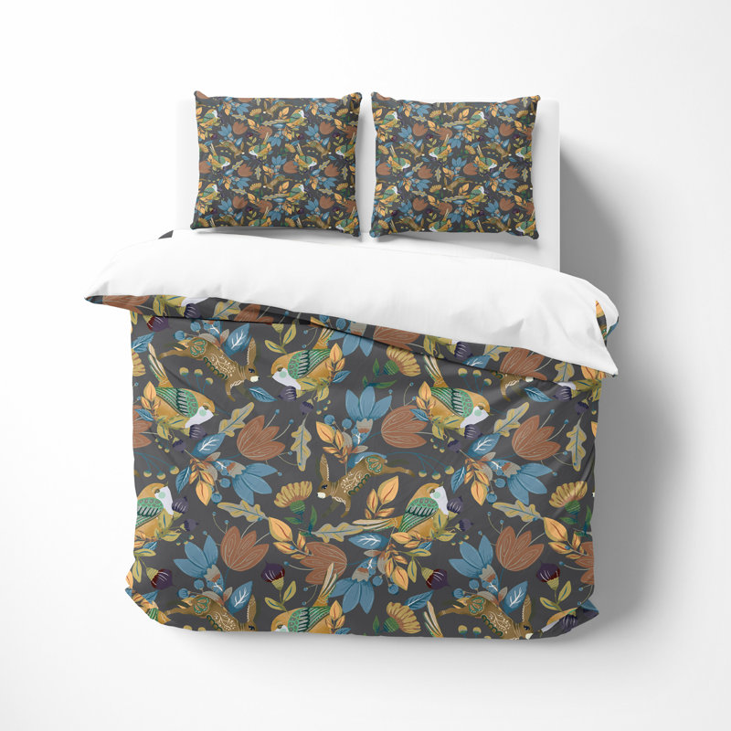Duvet Cover, King Duvet Cover + 2 King Shams, Gray/Brown/Yellow