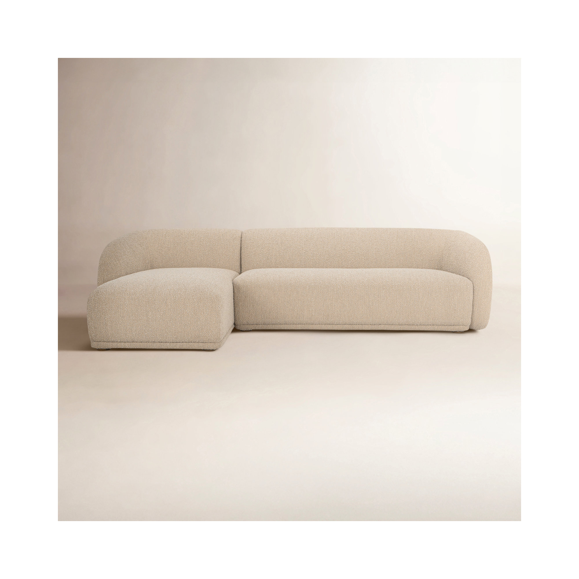 Penelope 2-Piece Upholstered Sectional , Natural Bouclé, Left Hand Facing