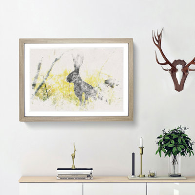 Alert Hare in the Meadow Watercolour - Picture Frame Graphic Art Print