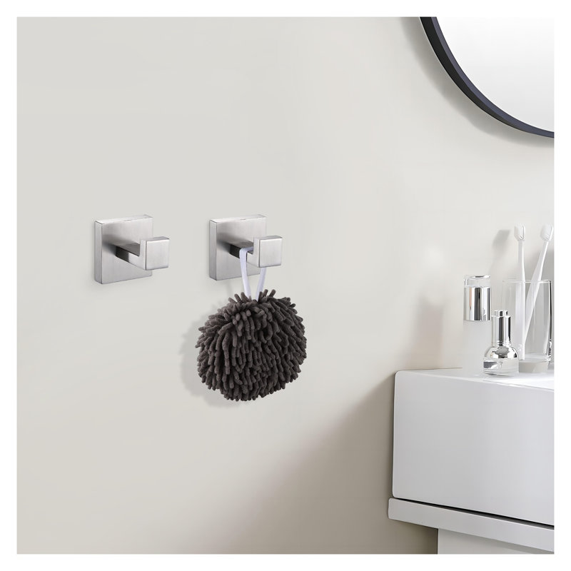 Ensemble de 5 pièces de quincaillerie de salle de bain en acier inoxydable SUS304 avec barre à serviettes, anneau, crochets et porte-papier hygiénique, nickel brossé