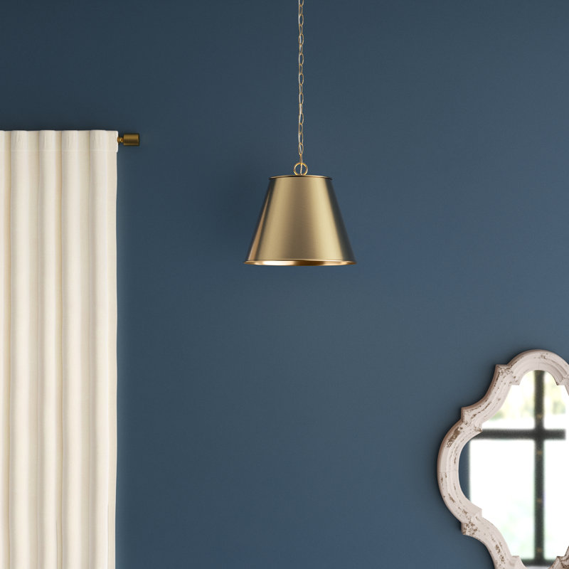 Elegant Aged Brass Cone Pendant with Metal Shade