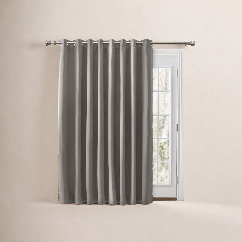 Ardelle Blackout Single Curtain Panel, Gray with Brushed Nickel Grommets, 112" W x96" L