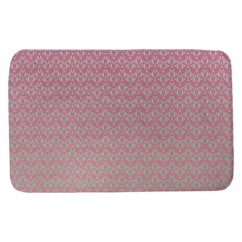 Tapis de salle de bain déco Leffel, l 21 po x L 34 po, Rose / Vert