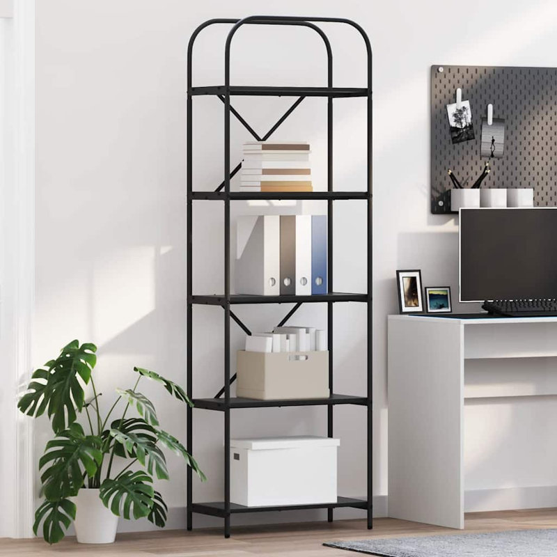 Bookshelf Engineered wood Modern Freestanding Bookshelves Organizer, (5 Shelves) 183cm. H x 60cm. W x 30cm. D, Black Oak