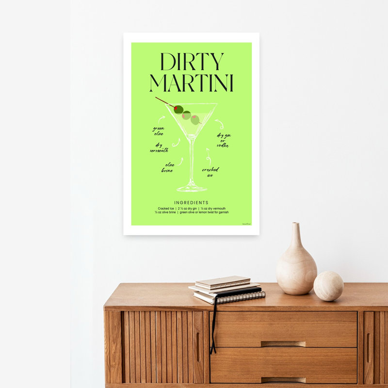 «Dirty Martini Cocktail», art mural abstrait contemporain, H 24 po x l 16 po