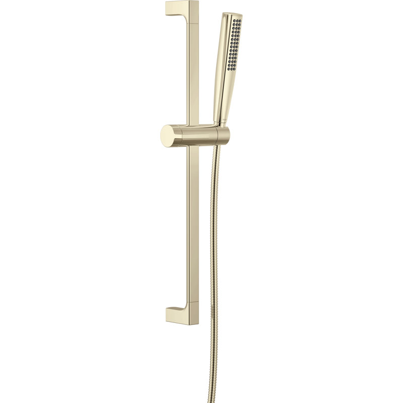 Douchette à main à jet unique avec barre coulissante et jet FeatherRain, Lumicoat® nickel poli