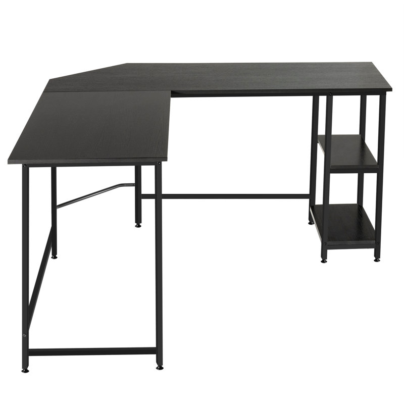Brittiany L-Shaped Steel Computer Desk, Black