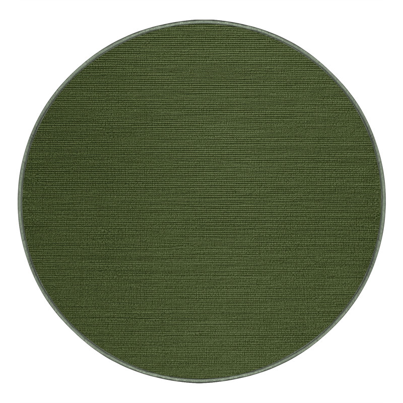 Machine Washable Solid Green Area Rug, Round 7'