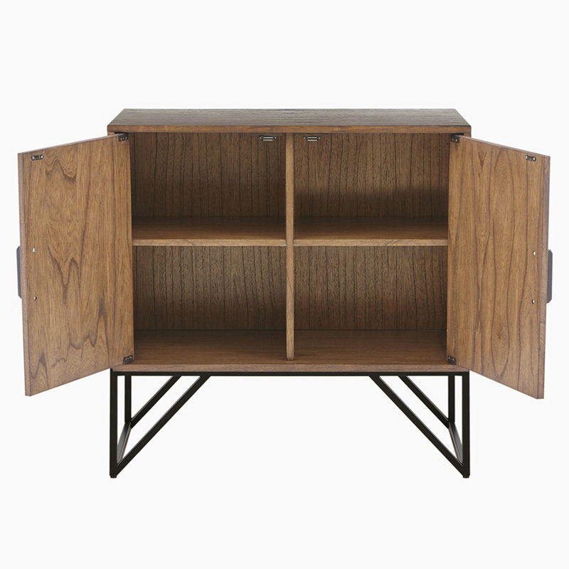 Armoire d'appoint rare avec base en bois de noyer naturel et base en métal: placage brun, base, option de rangement