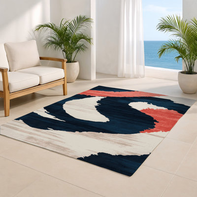 Tapis intérieur et extérieur bleu Watercolor