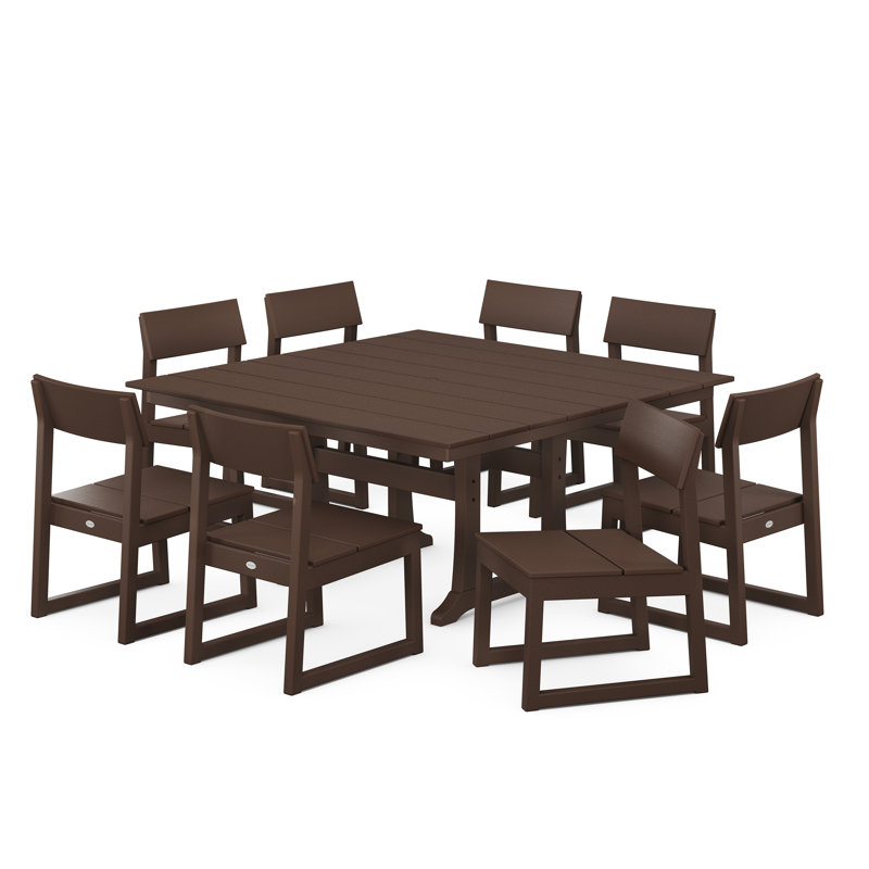 Ensemble de salle à manger rectangulaire pour 8 personnes 59,5 po Edge, Acajou