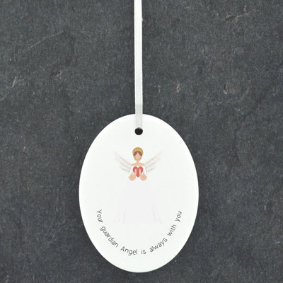 Angel Always with You Oval Shaped Ceramic Hanging Ornament