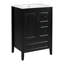Meuble-lavabo 24 po avec lavabo, une armoire avec porte à fermeture douce, 3 tiroirs à fermeture douce, poignées en métal rétro, noir-1176587708