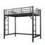 Lit mezzanine simple avec échelles, lit mezzanine simple en métal pour adultes, adolescents, enfants, amplement d'espace sous le lit et aucun sommier nécessaire, noir-130169948-130169946
